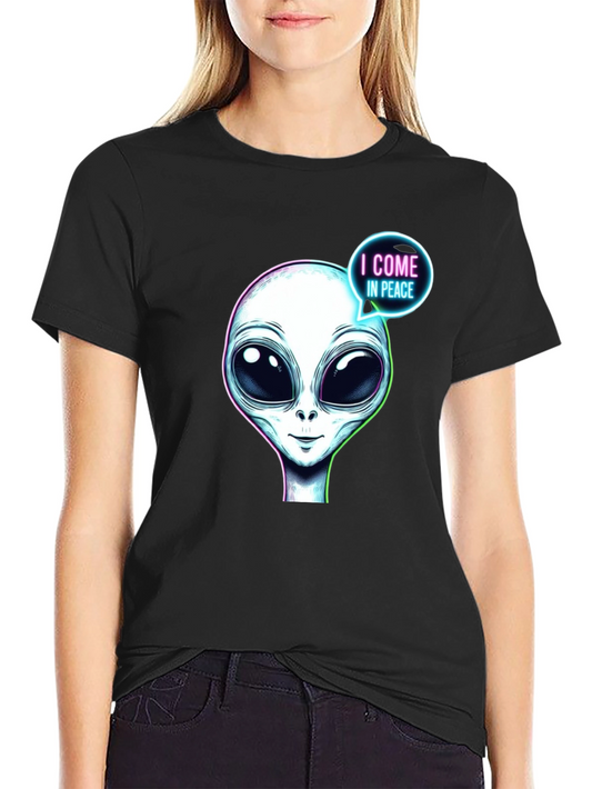 Alien T-Shirt - I Come In Peace - Black