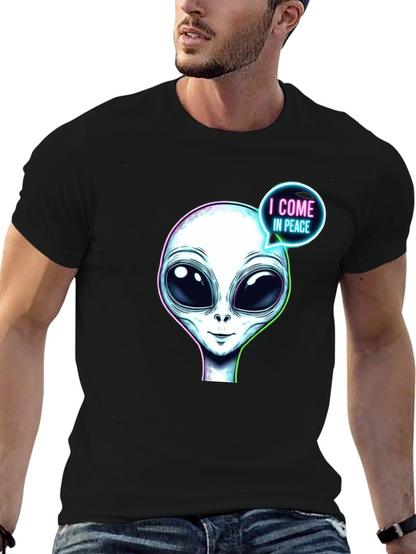 Alien T-Shirt - I Come In Peace - Black