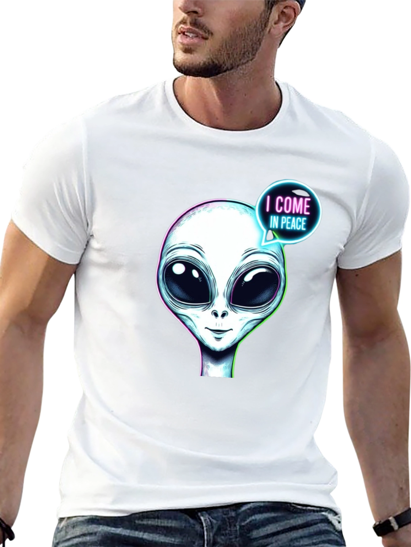 Alien T-Shirt - I Come In Peace - Black