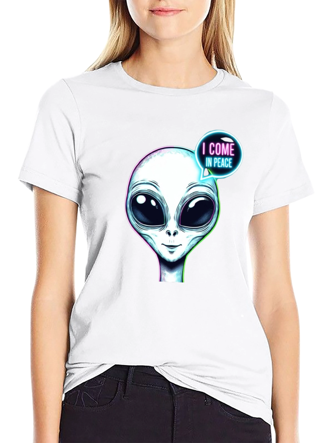 Alien T-Shirt - I Come In Peace - Black