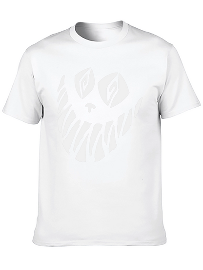 Creepy Cat Face Graphic Tee - Black Cotton T-Shirt