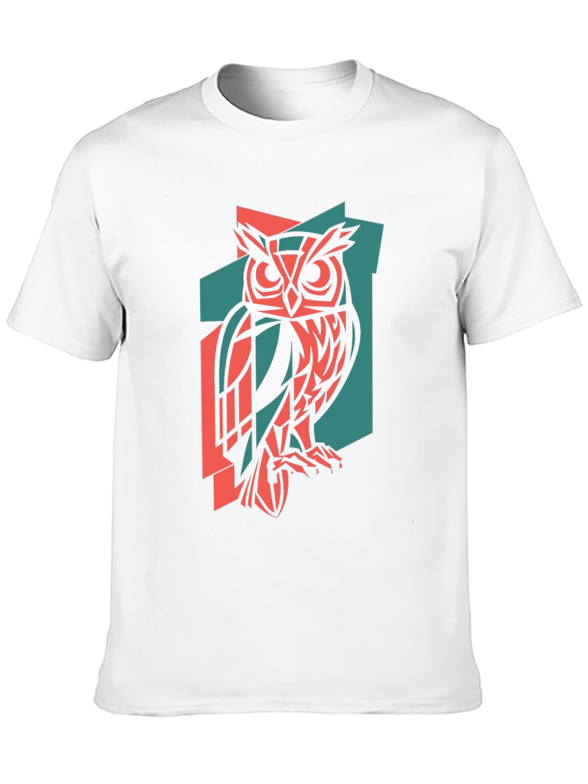 Geometric Owl Print Black T-Shirt