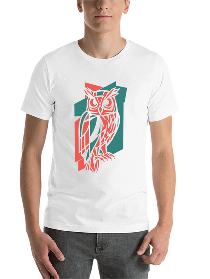 Geometric Owl Print Black T-Shirt