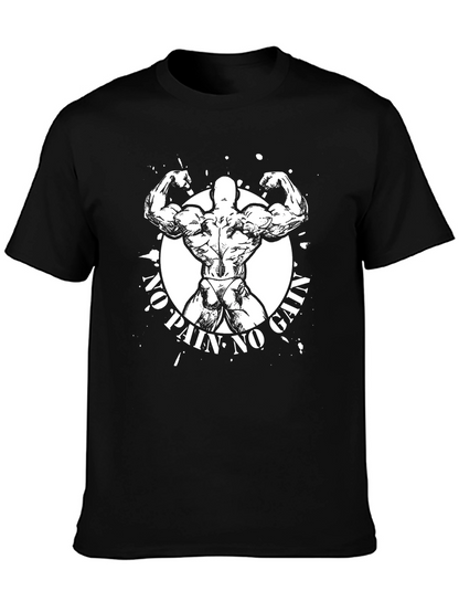 No Pain No Gain Graphic T-Shirt - Black