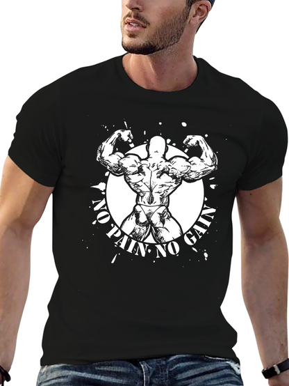 No Pain No Gain Graphic T-Shirt - Black