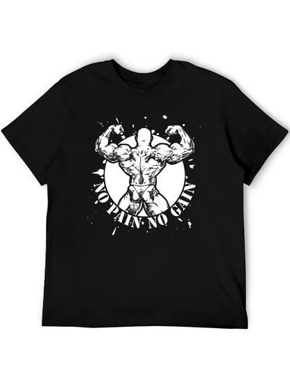 No Pain No Gain Graphic T-Shirt - Black