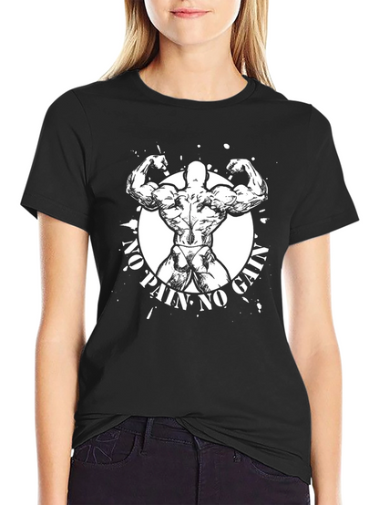 No Pain No Gain Graphic T-Shirt - Black