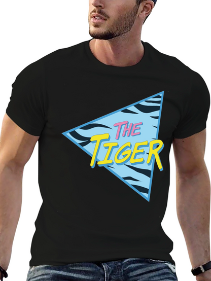 Retro The Tiger Graphic Black T-Shirt