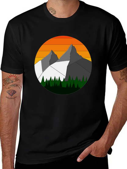 Mountain Sunset Graphic Tee - Nature Inspired Style