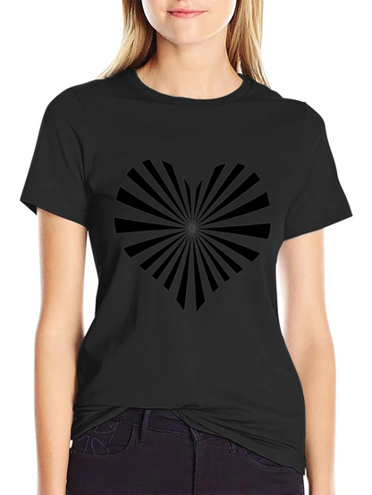 Heart Rays Graphic Tee - Black Cotton Blend
