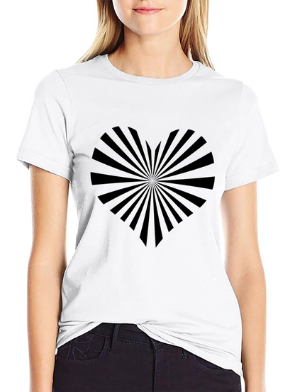 Heart Rays Graphic Tee - Black Cotton Blend