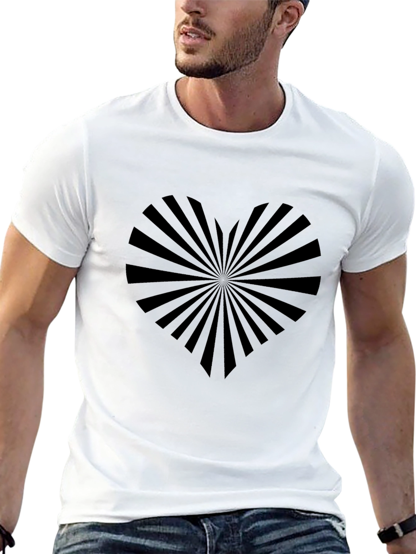 Heart Rays Graphic Tee - Black Cotton Blend