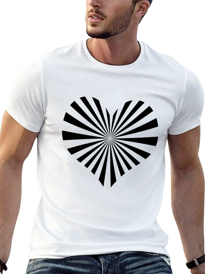 Heart Rays Graphic Tee - Black Cotton Blend