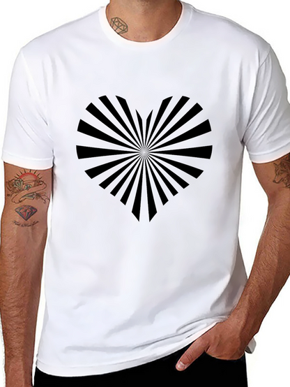Heart Rays Graphic Tee - Black Cotton Blend