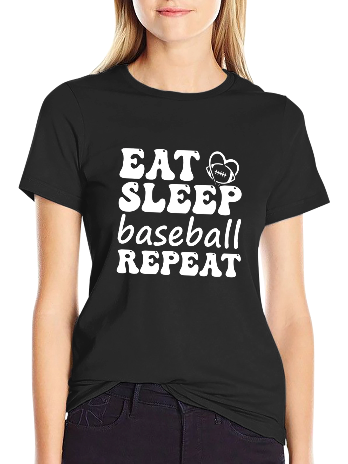 Eat Sleep Baseball Repeat Black T-Shirt