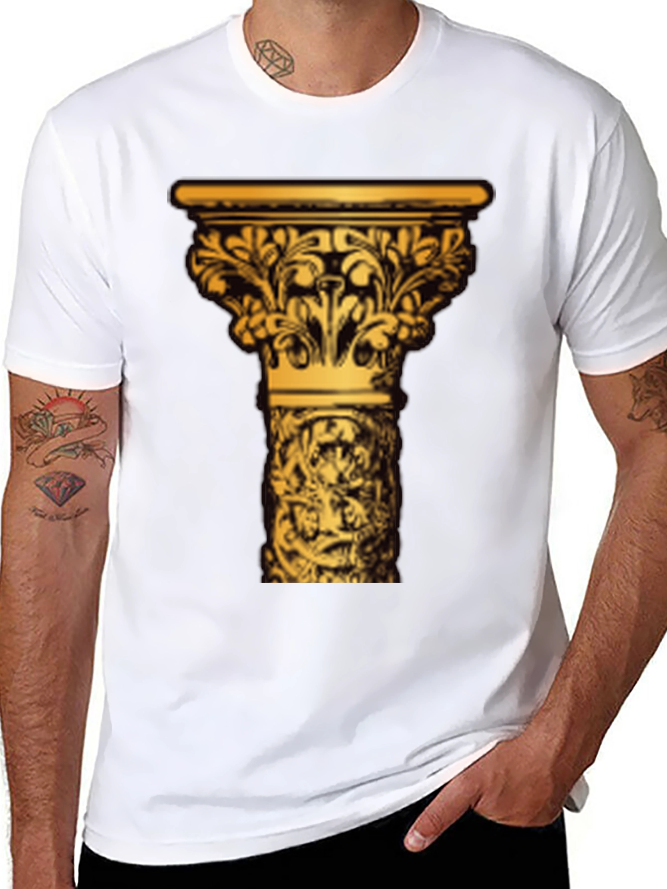 Ornate Column Graphic Tee - Black