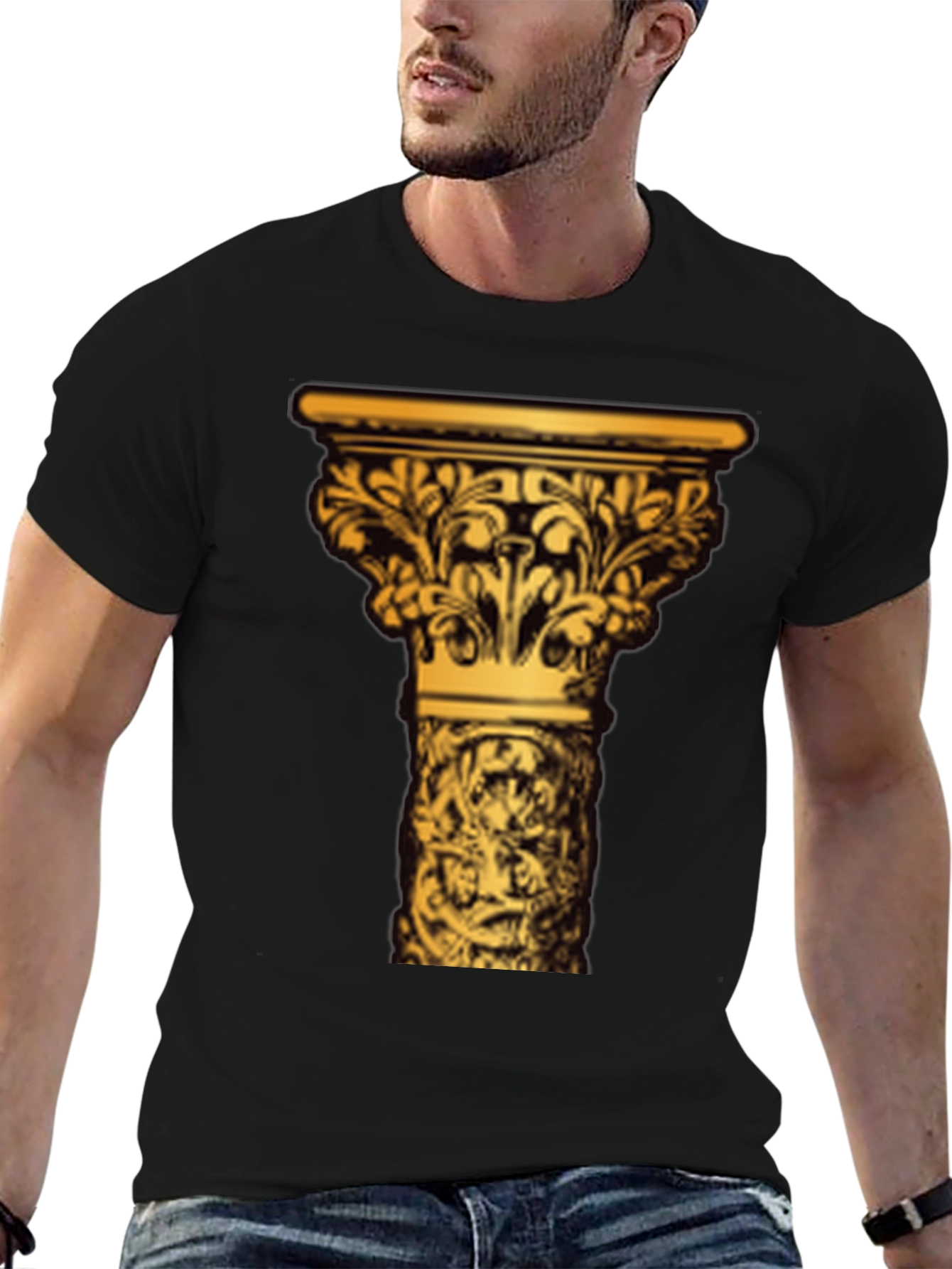 Ornate Column Graphic Tee - Black