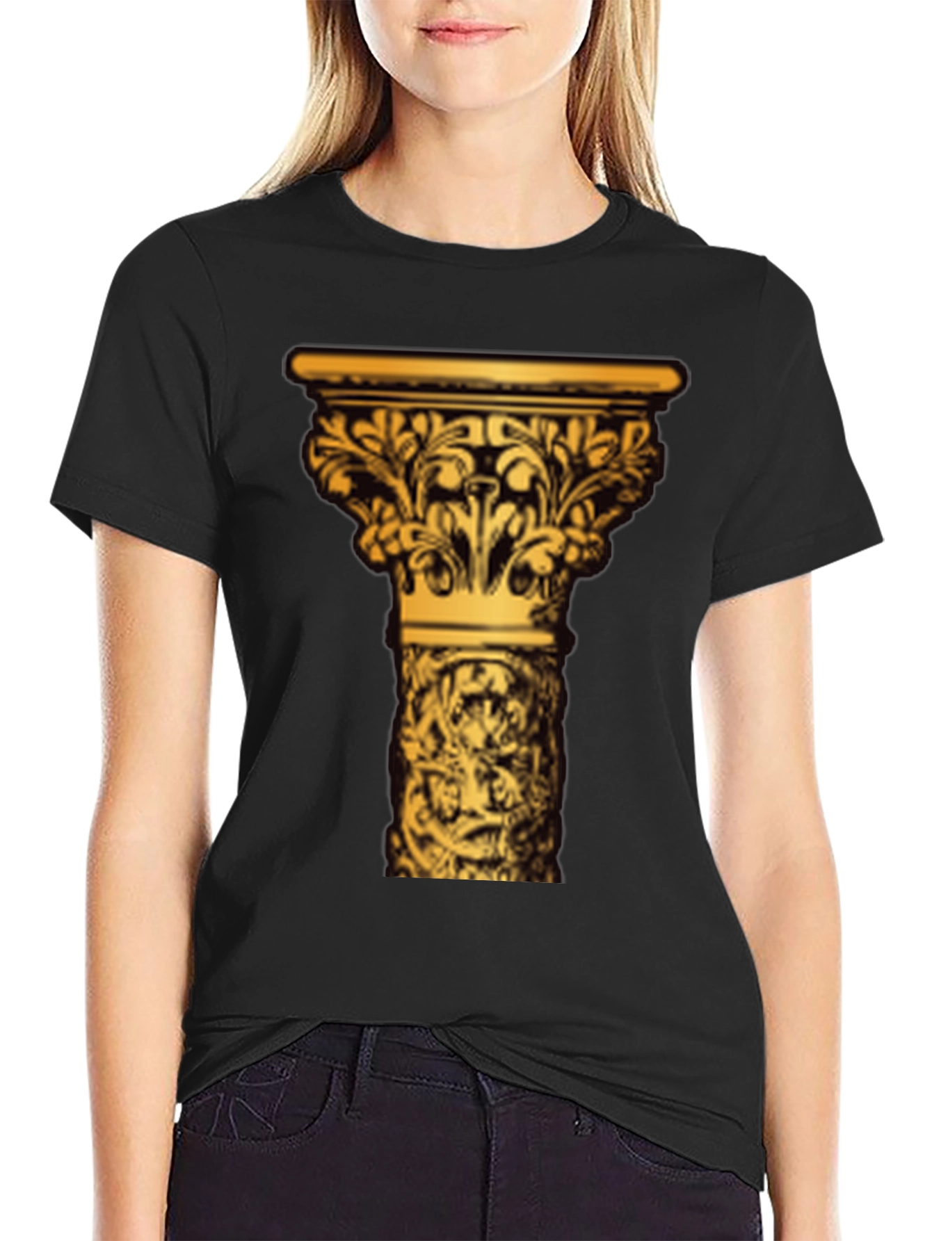 Ornate Column Graphic Tee - Black