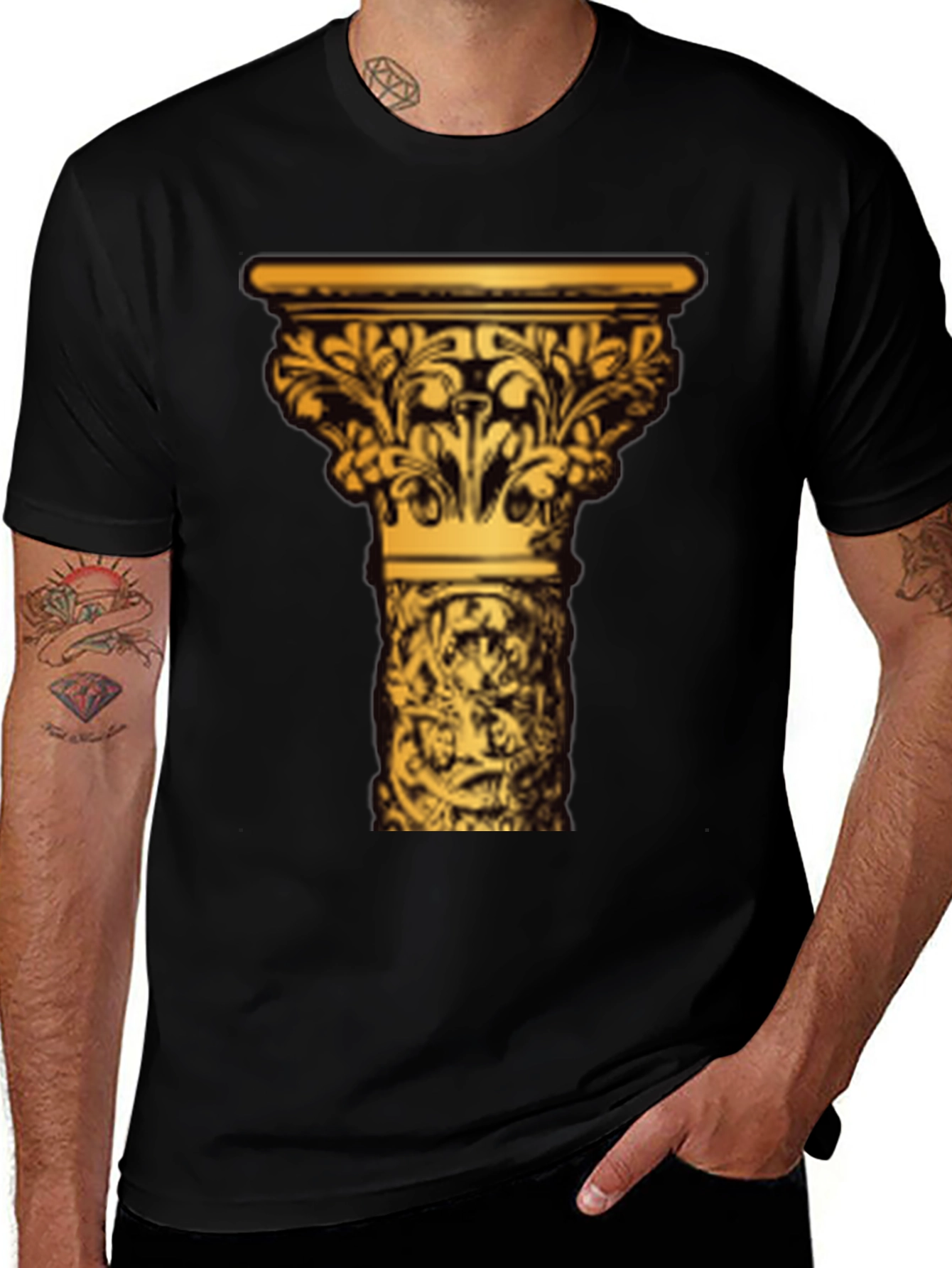 Ornate Column Graphic Tee - Black