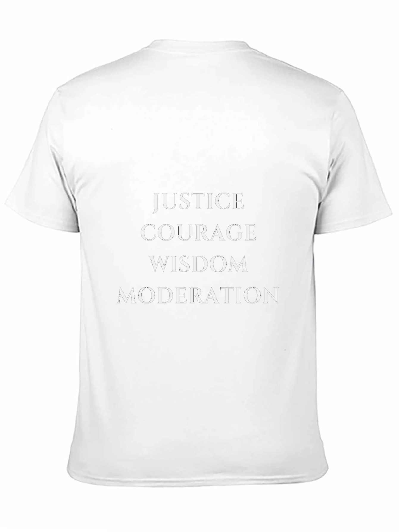 Virtues T-Shirt: Justice Courage Wisdom Moderation - Black Tee