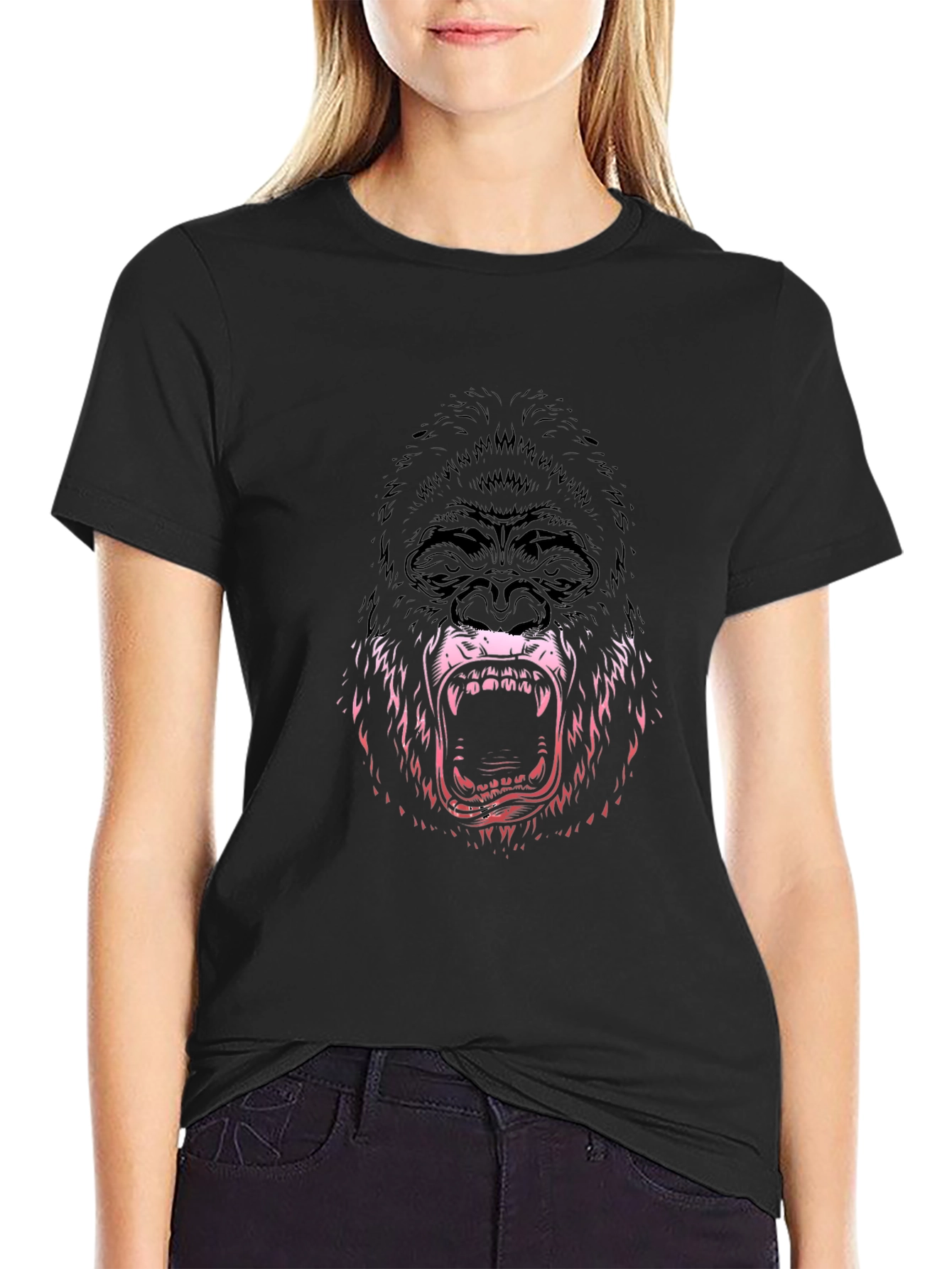 Mens Graphic Tee - Gorilla Design - Black