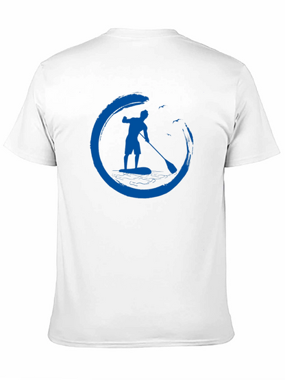Mens Black T-Shirt with Paddle Board Design