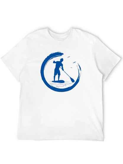 Mens Black T-Shirt with Paddle Board Design
