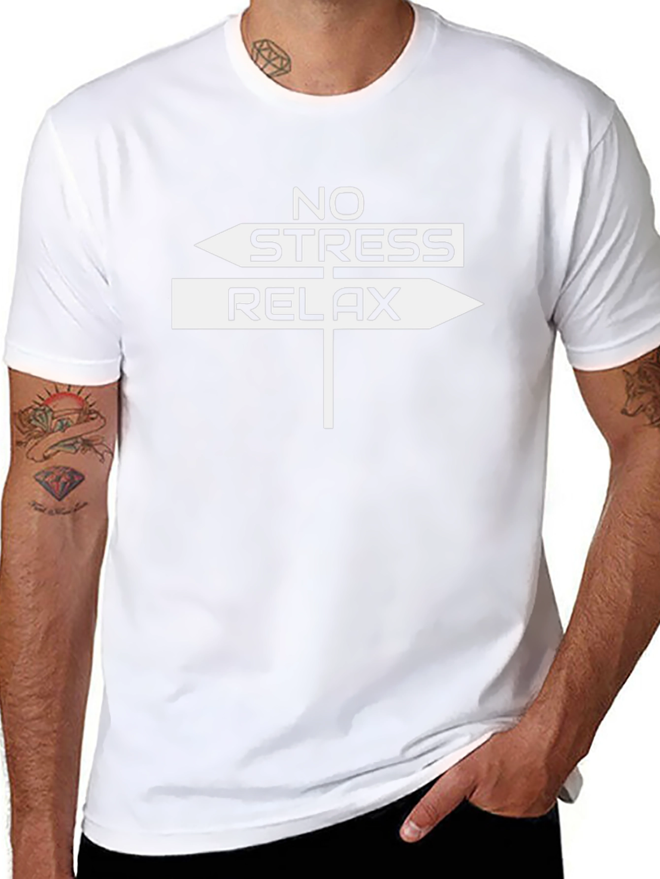 No Stress Relax T-Shirt - Black Cotton Tee
