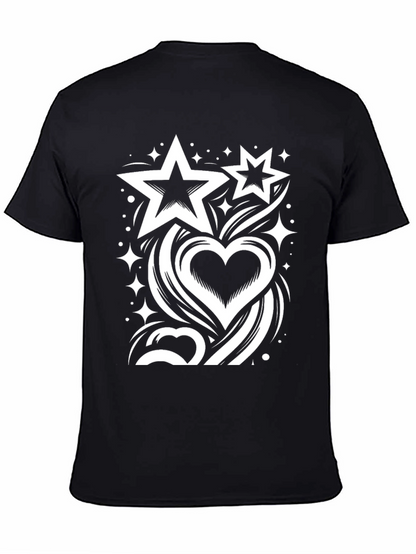 Stars & Heart Graphic Black T-Shirt