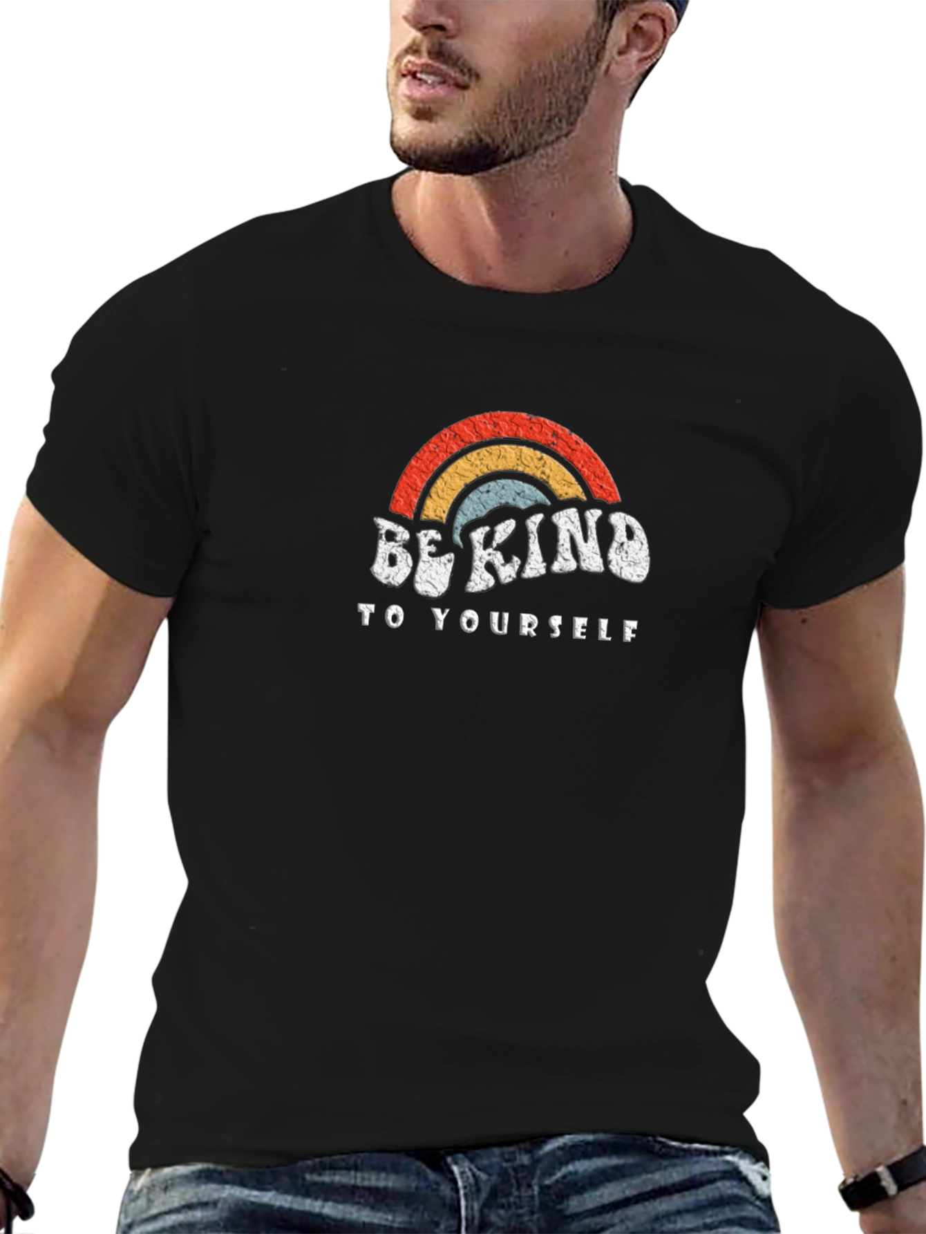 Be Kind T-Shirt - Retro Rainbow Design