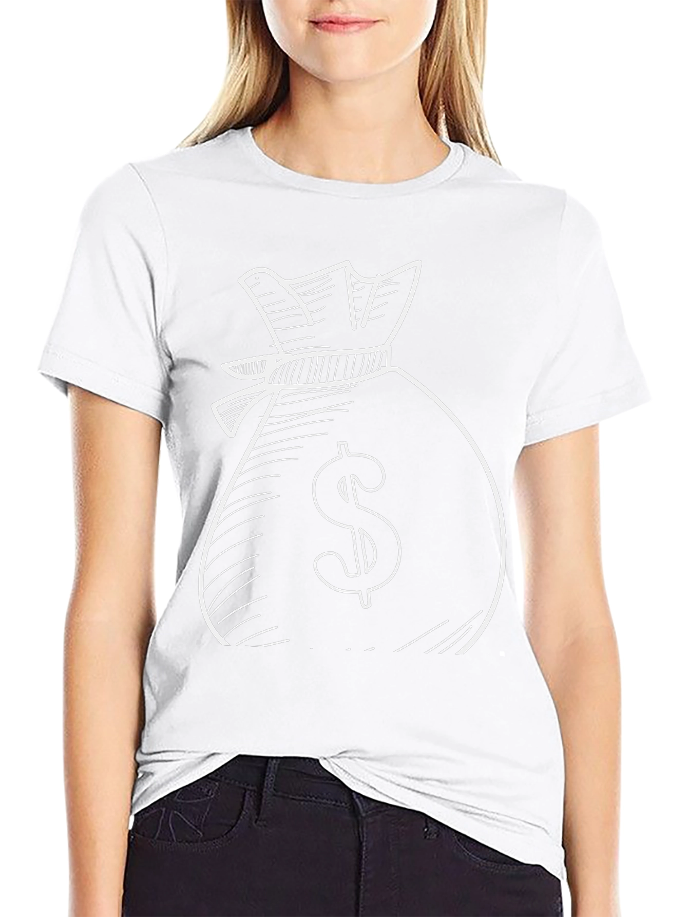 Money Bag Graphic Tee - Black Cotton T-Shirt