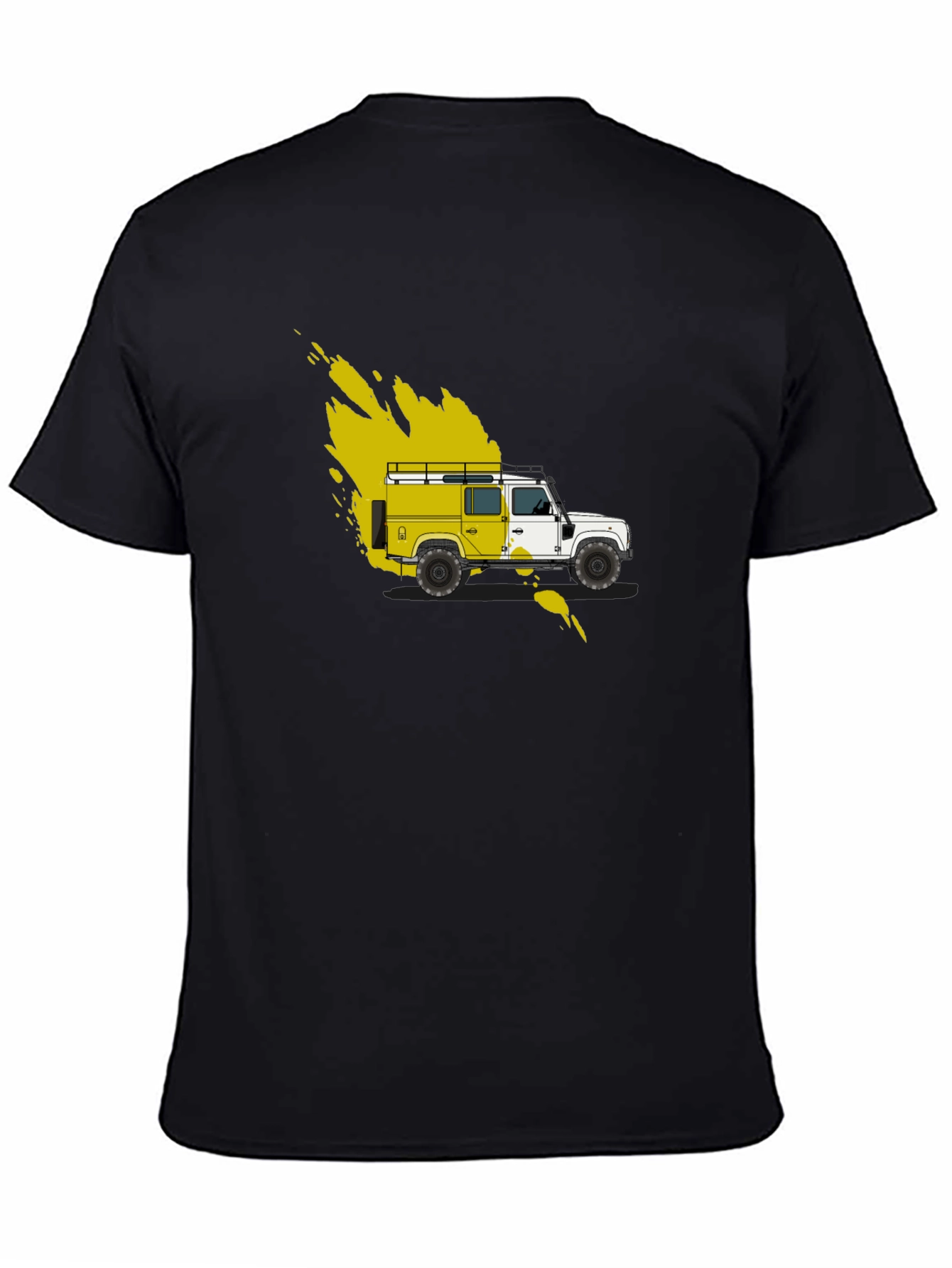 Yellow Land Rover Graphic Tee - Black Cotton Blend
