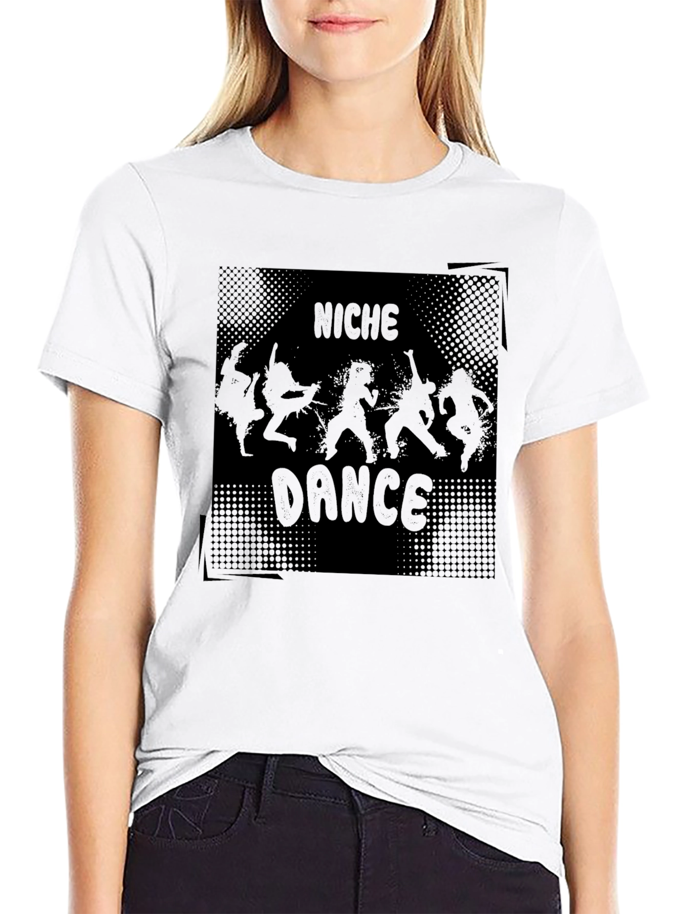Niche Dance Graphic Tee - Black Cotton Blend T-Shirt