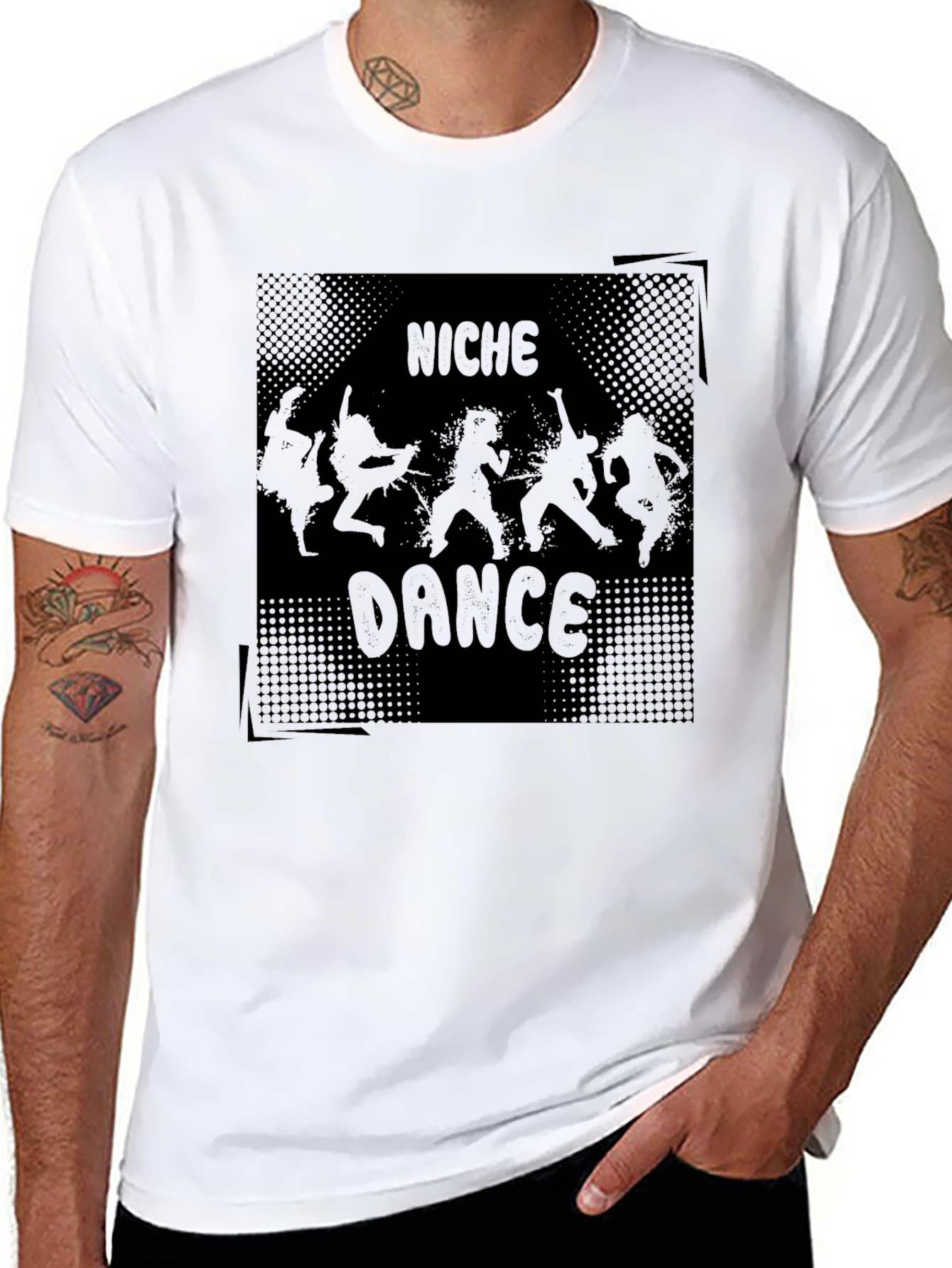 Niche Dance Graphic Tee - Black Cotton Blend T-Shirt