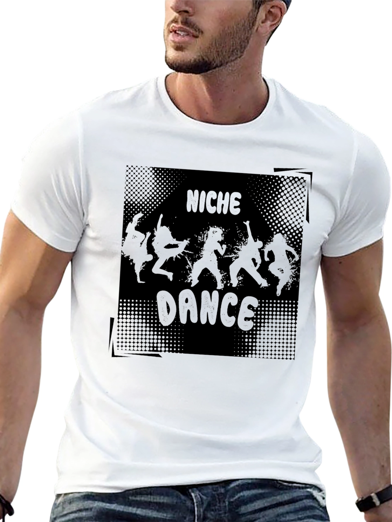 Niche Dance Graphic Tee - Black Cotton Blend T-Shirt