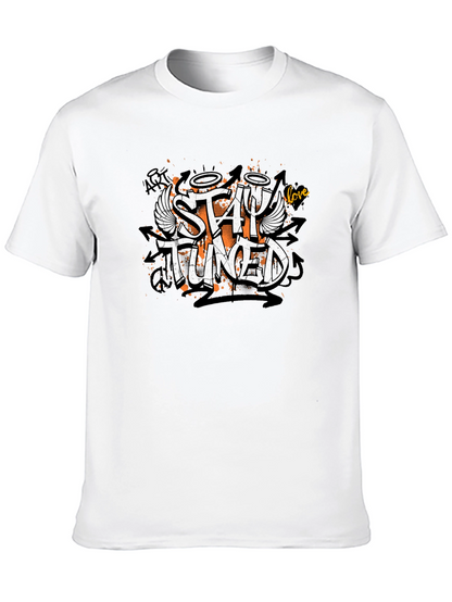 Stay Tuned Graphic Print Black T-Shirt