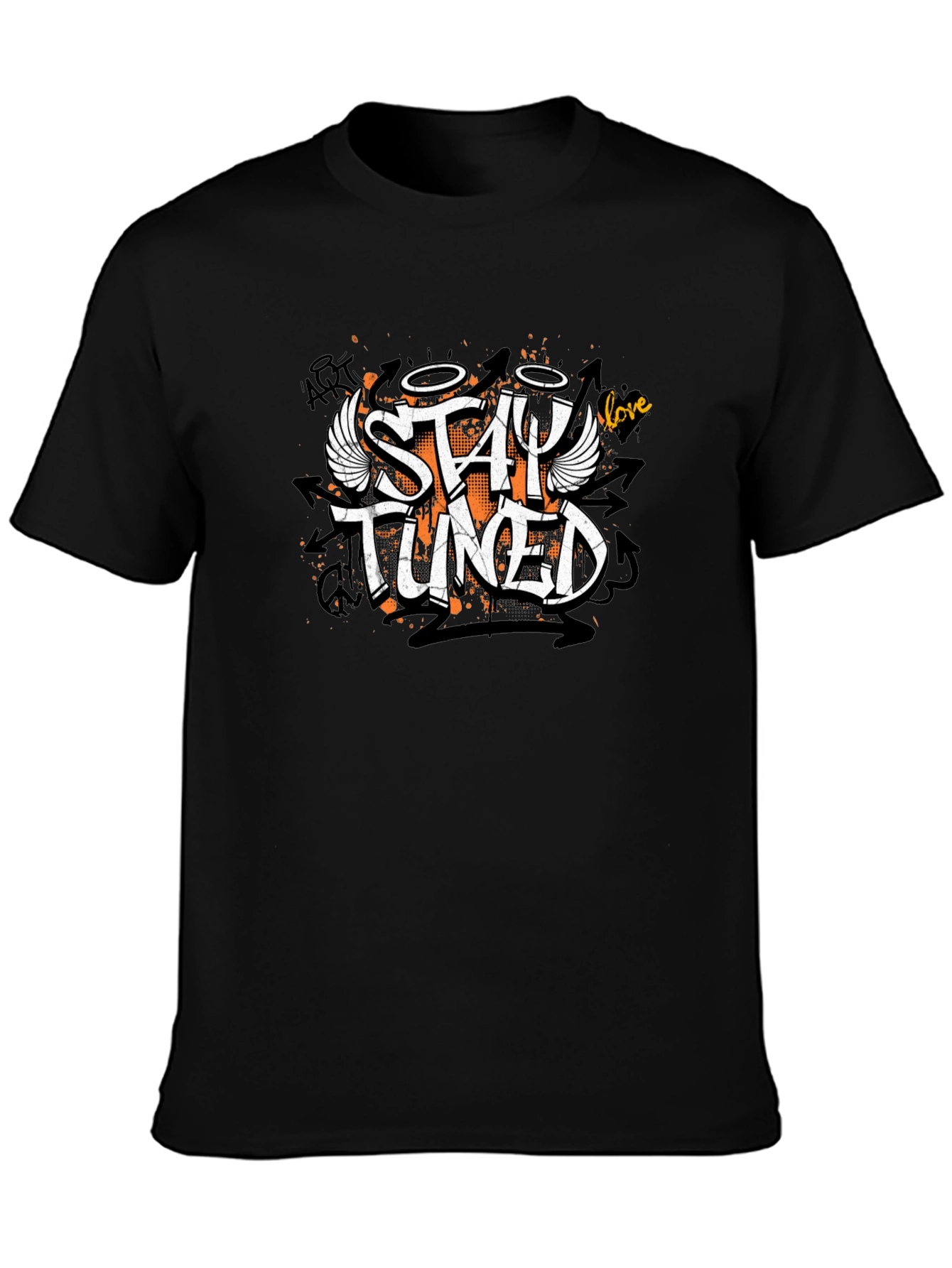 Stay Tuned Graphic Print Black T-Shirt