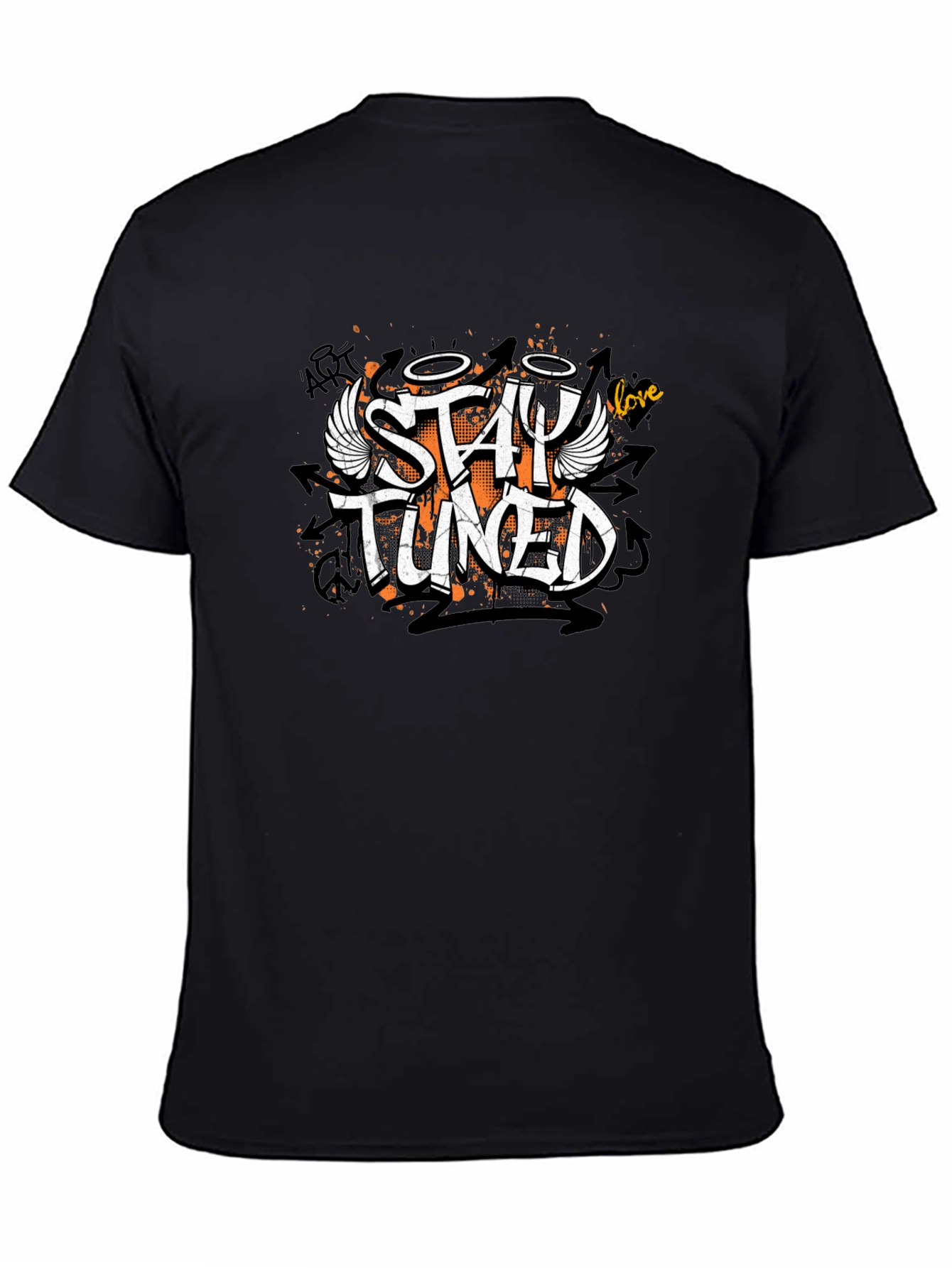 Stay Tuned Graphic Print Black T-Shirt