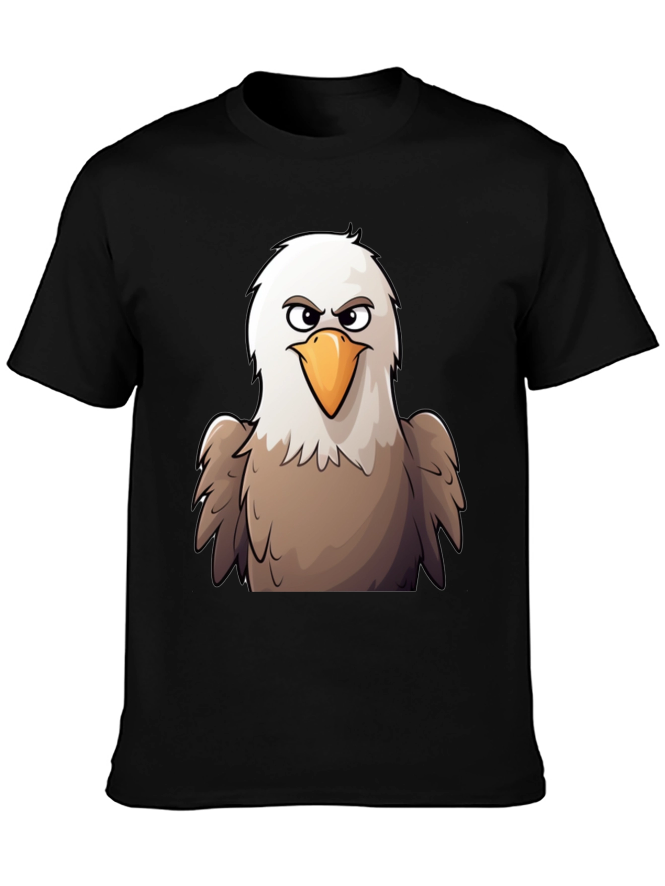 Eagle Cartoon Graphic T-Shirt - Black Cotton Tee