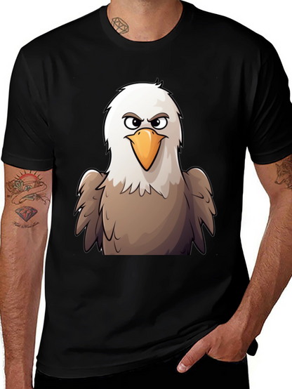 Eagle Cartoon Graphic T-Shirt - Black Cotton Tee