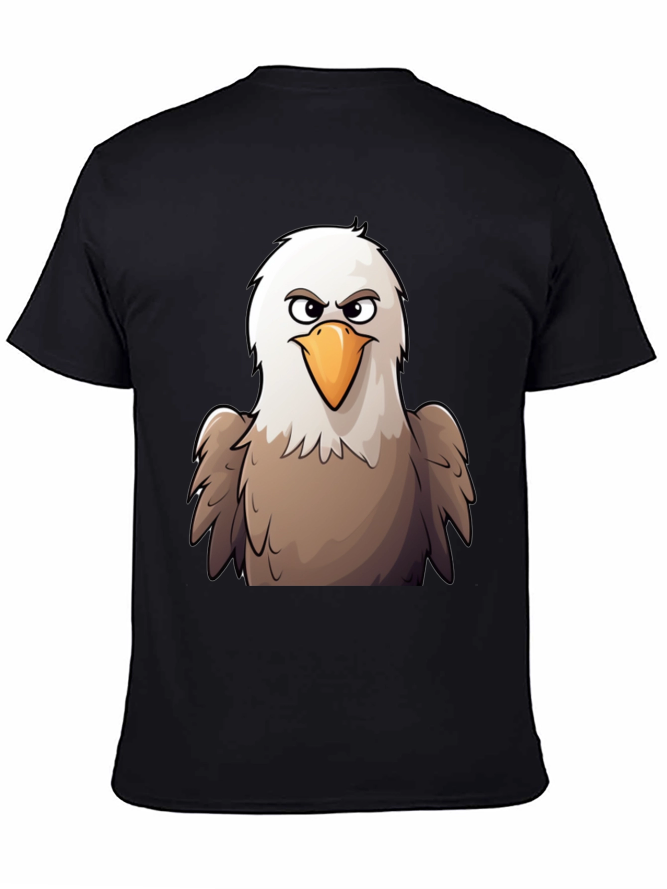 Eagle Cartoon Graphic T-Shirt - Black Cotton Tee