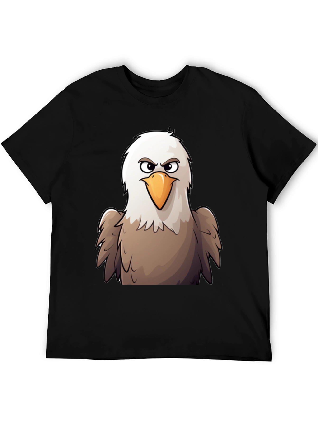 Eagle Cartoon Graphic T-Shirt - Black Cotton Tee