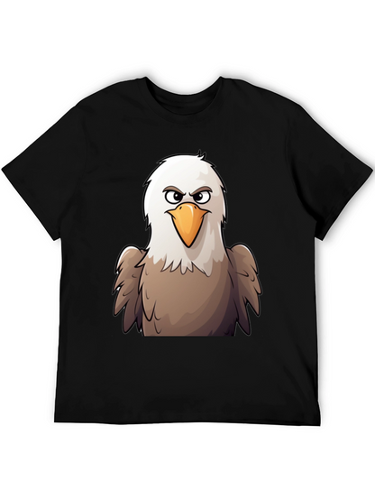 Eagle Cartoon Graphic T-Shirt - Black Cotton Tee