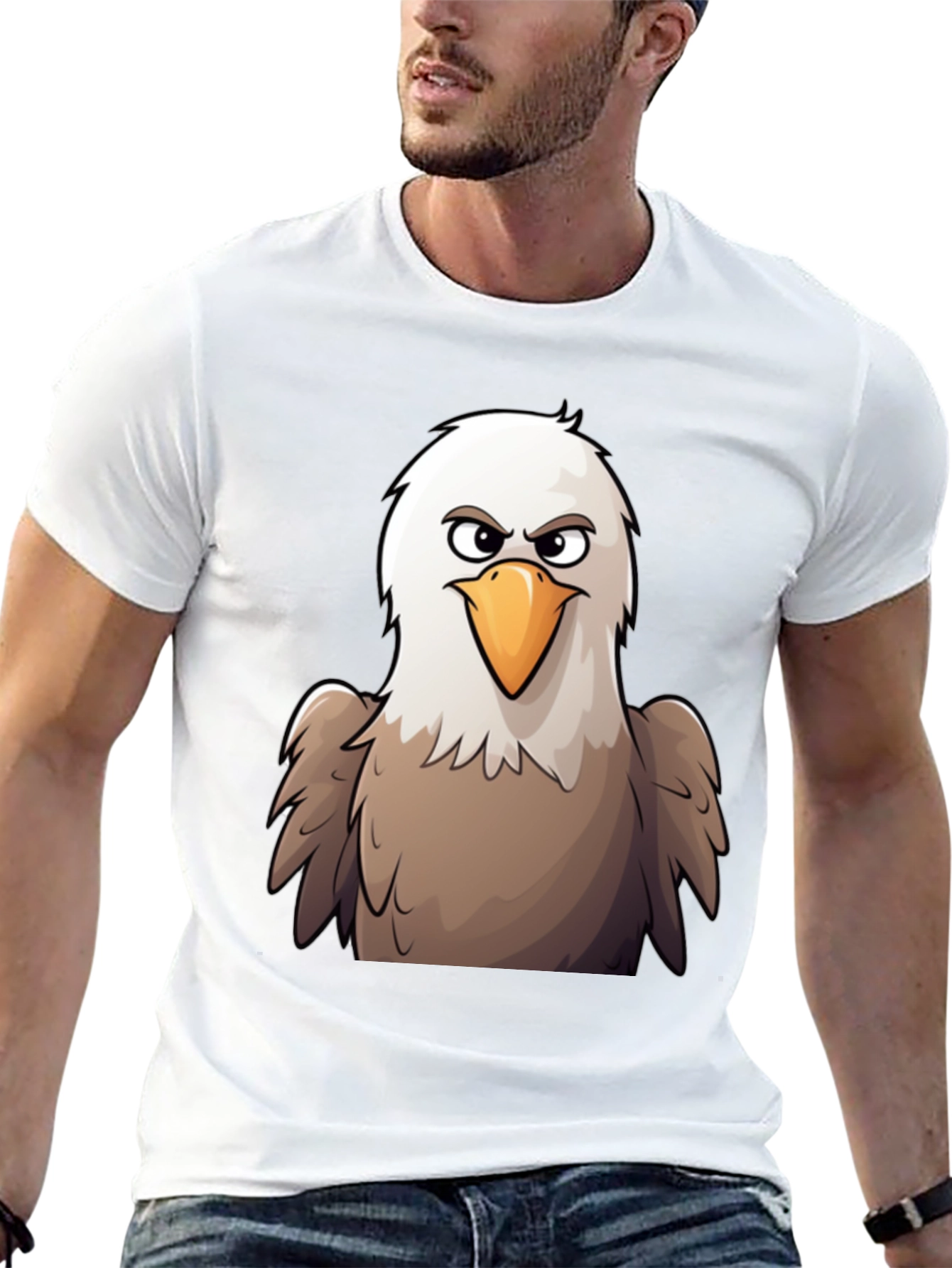 Eagle Cartoon Graphic T-Shirt - Black Cotton Tee