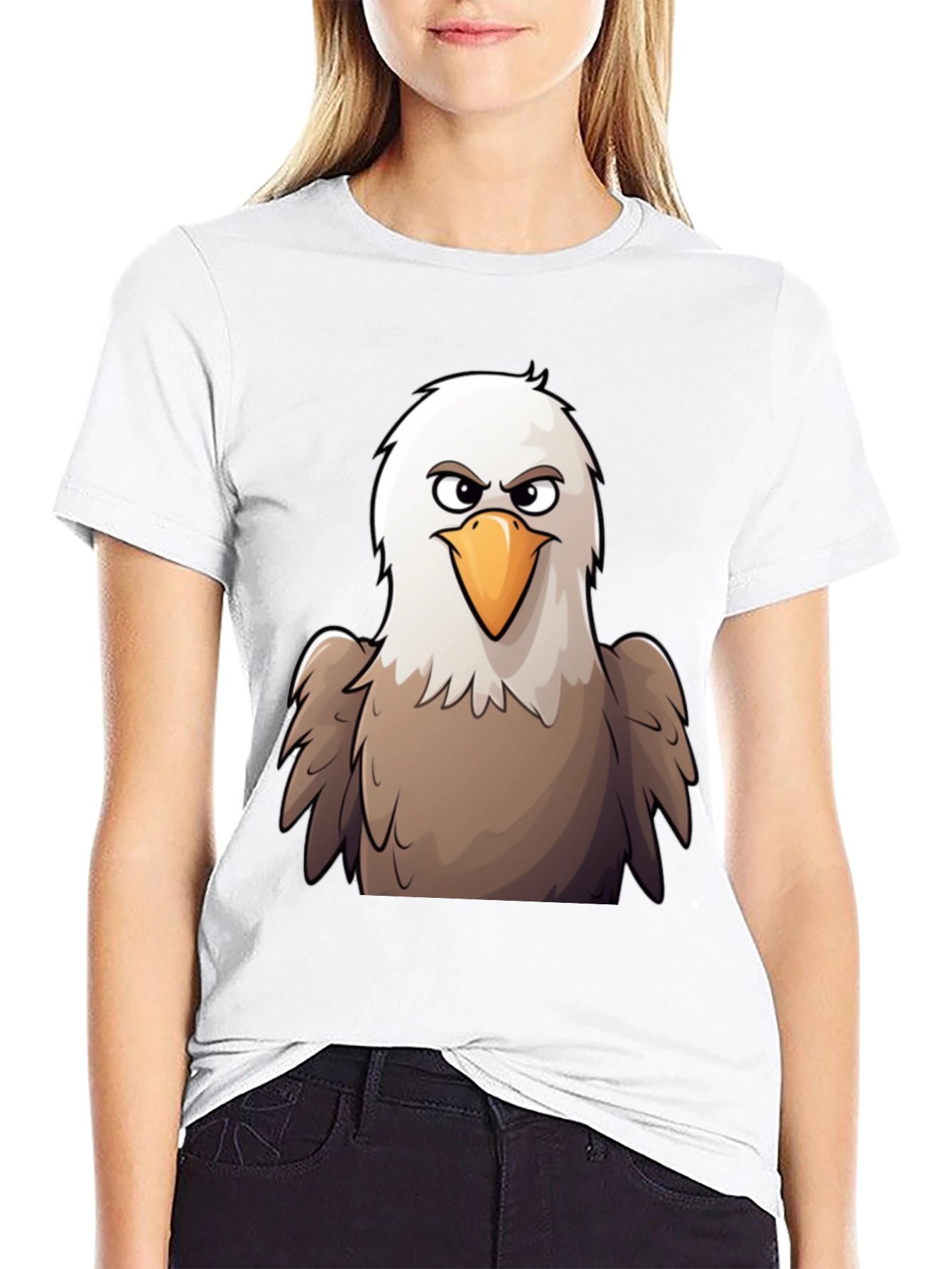 Eagle Cartoon Graphic T-Shirt - Black Cotton Tee