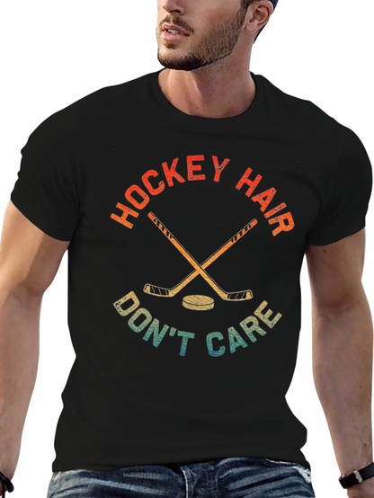 Hockey Hair Dont Care Graphic T-Shirt