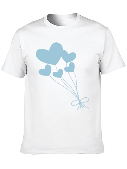 Heart Balloon Graphic Tee - Black Cotton Shirt