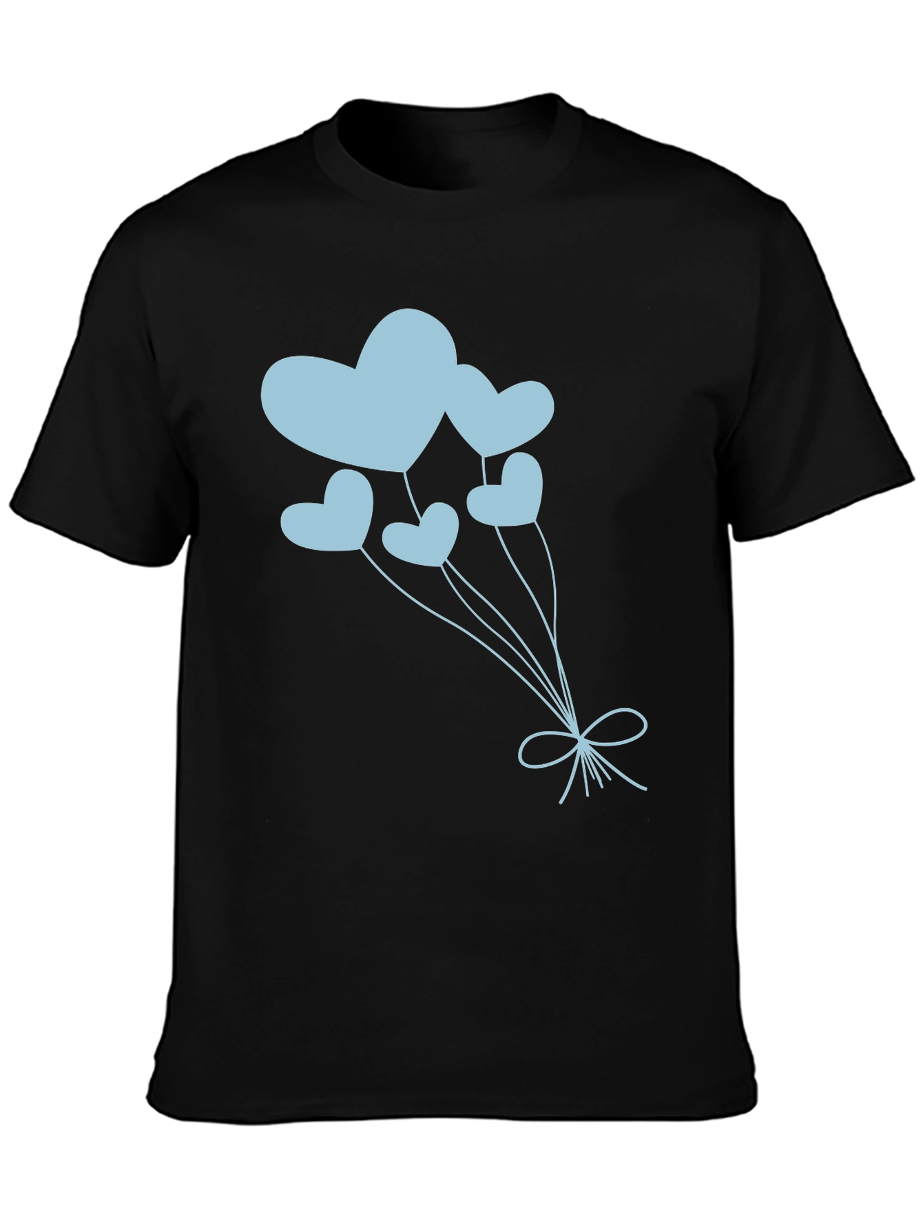 Heart Balloon Graphic Tee - Black Cotton Shirt