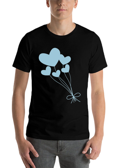 Heart Balloon Graphic Tee - Black Cotton Shirt