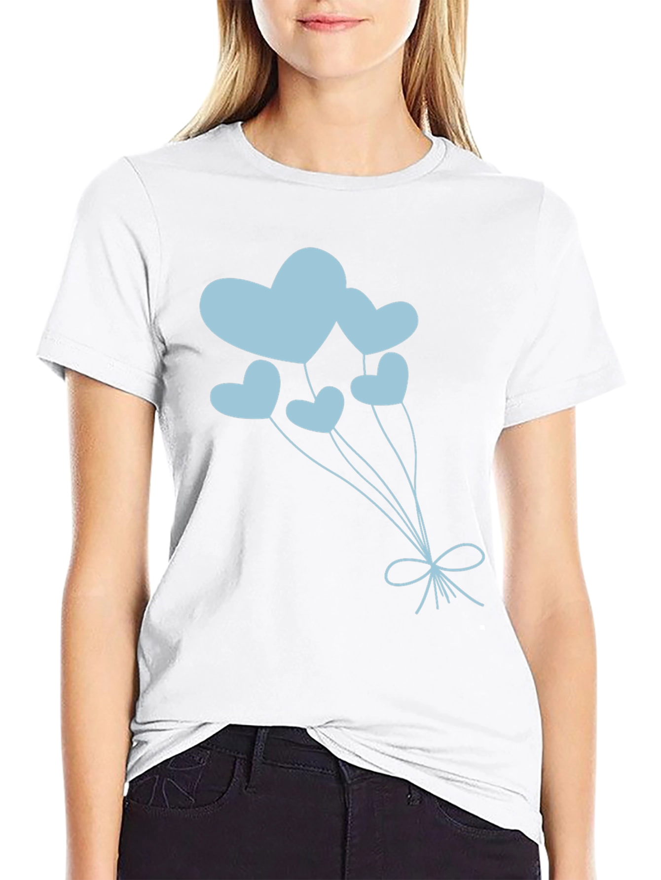 Heart Balloon Graphic Tee - Black Cotton Shirt